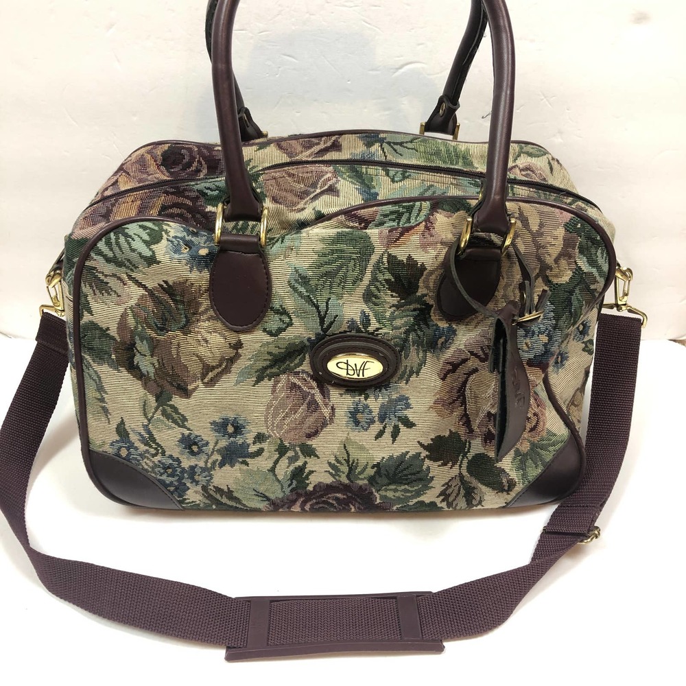 Vintage Diane Von Furstenberg Floral Tapestry Bag Carry On Tote Shoulder‎ Strap